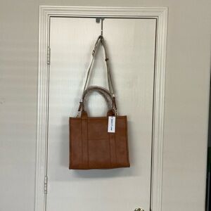 Emery Lane Cognac Brown Leather Tote with Structured Design